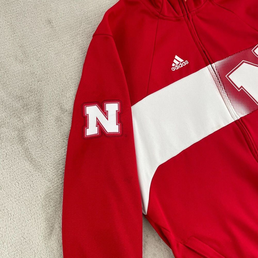Nebraska Cornhuskers Adidas Jacket Men Large (Fits Like Med) Red Full Zip Pocket - Picture 4 of 12